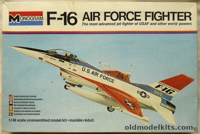 Monogram 1/48 General Dynamics F-16 Falcon - White Box Issue, 5401 plastic model kit